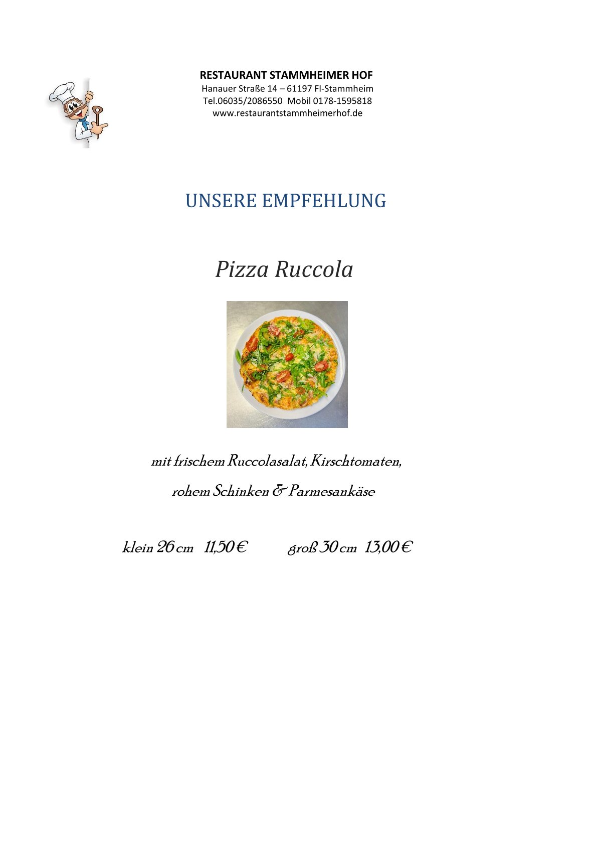 empfehlungen Pizza Ruccola Juni 1